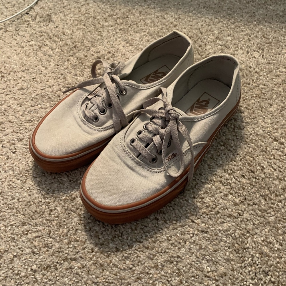 Gray and brown Vans